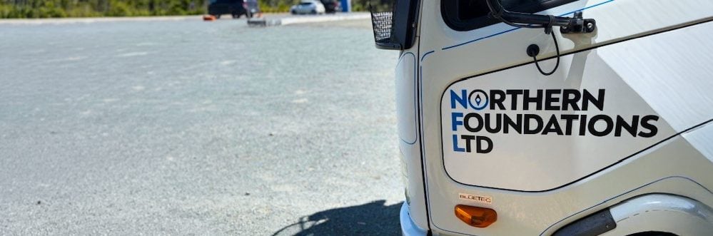 The Northern Foundations logo on the door of their truck