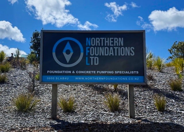 The Northern Foundations sign: foundation and concrete pumping specialists, 0800 SLAB4U